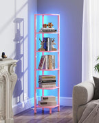 TUTOTAK Corner Shelf with LED Light, 6-Tier Corner Bookshelf - Image 7