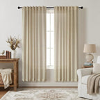 Burlywood Birch Beige Taupe Linen Curtains 63 Inch Length 2 Panels Bedroom by Pitalk