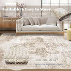 Area Rug 6x9 Washable Rug, Vintage Boho Medallion Rugs Non-Slip Soft Low Pile - Image 7