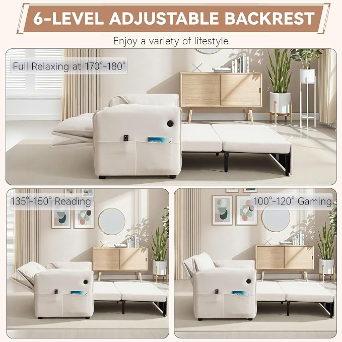 63" Velvet 3 in 1 Convertible Sleeper Sofa Bed, Pull Out Couch Bed Loveseat - Image 5