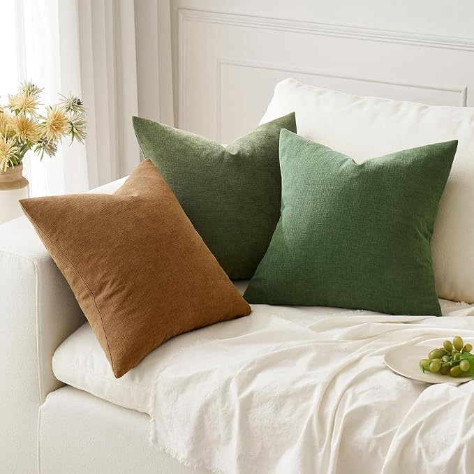 MIULEE Bronze Chenille Couch Throw Pillow Covers, 20x20 | Set of 2, Farmhouse - Image 5