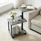 Swivel Side Table for Small Spaces, Adjustable Height End Table for Different by Bingyouth