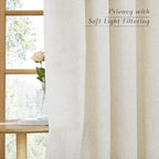 NICETOWN Natural Linen Cafe Curtains 45 inch Length, Thick Flax Linen Window - Image 4