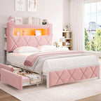 Queen Upholstered LED Bed Frame by JOCOEVOL