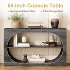 Console Table, 55-Inch Entryway Tables 3-Tier Wood Narrow Sofa Tables - Image 4