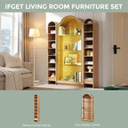 IFGET 72" Arched Glass Display Cabinet, Modern Curio Cabinet - Image 6