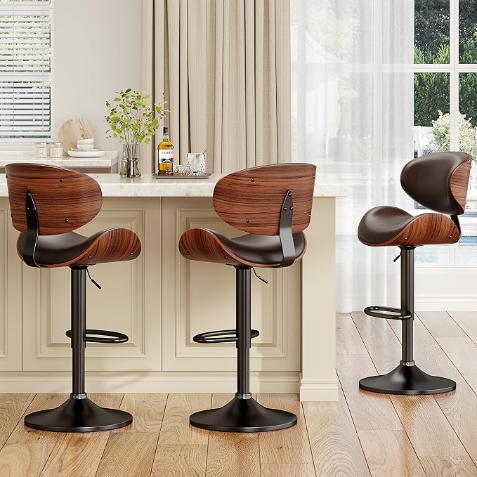 YaFiti Swivel Bar Stools Set of 2, Modern PU Leather Adjustable Counter Stool - Image 9