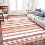 Area Rug 4x6 Red Rug Washable Rugs Non Slip Low Pile Small Carpet - Image 3