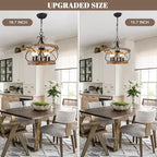 20" Farmhouse Chandelier, Rustic Drum Chandelier Light Fixture Over Table - Image 5