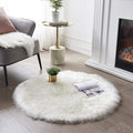 SERISSA 3x3 Fluffy White Round Faux Fur Area Rug by SERISSAHomeDecorCollection