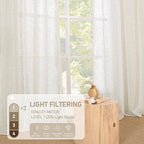 40 Inch Linen Curtains for Kitchen Windows Over Sink, Cream Ivory | Short Semi - Image 4