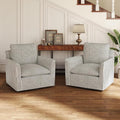 INZOY Swivel Accent Chair Set of 2, Upholstered Square Chair, Swivel Barrel by INZOY