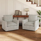 INZOY Swivel Accent Chair Set of 2, Upholstered Square Chair, Swivel Barrel by INZOY