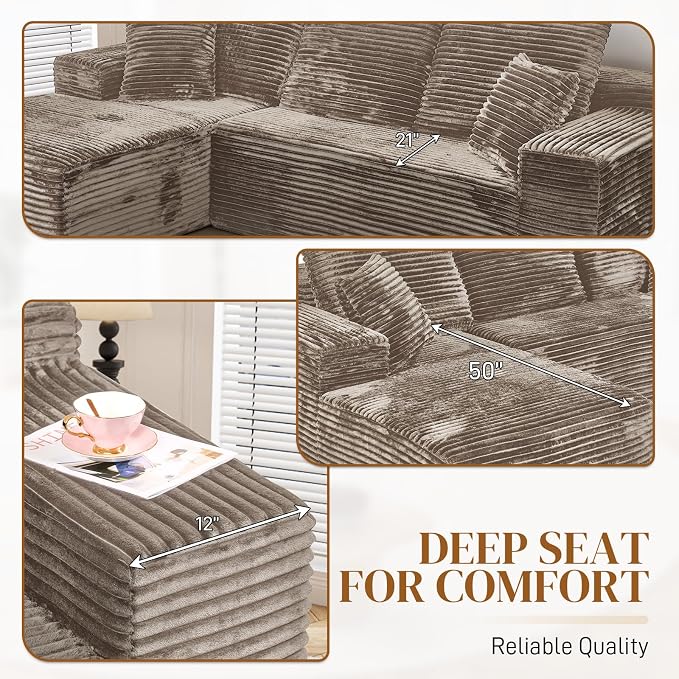 108" L Shaped Boneless Sectional Couches - Image 3
