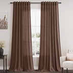 Mocha Mousse Curtains 96 Inch Long 2 Panel Set Back Tab Rod Pocket Linen by Nanspring