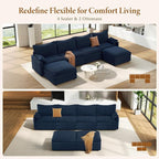 Vesgantti 142" U Shaped Sectional Couch, Comfy Cloud Modular Sectional Sofa - Image 7