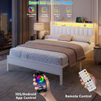 Furnulem White Queen Bed Frame - Image 3