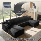 125 Inch Modular Sectional Sofa, Cloud Couch Oversized U Shaped Corduroy Sofa - Image 6