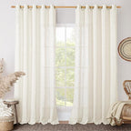 Light Filtering Sheer Linen Curtains 84 inches Long, Linen Textured Semi Sheer by LAMIT