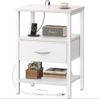 SUPERJARE Nightstand with Charging Station, Bed Side Table with Adjustable by SUPERJARE