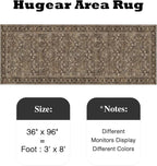 3x8 Brown Vintage Floral Washable Runner Rug - Image 2
