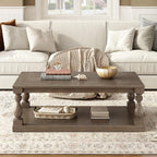 Merax Vintage Coffee Table Featuring Artistic Vase Column Legs and Luxurious - Image 3