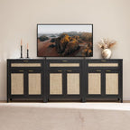 SICOTAS Sideboard Buffet Storage Cabinet Set of 3, Rattan Credenza Buffet Table - Image 3