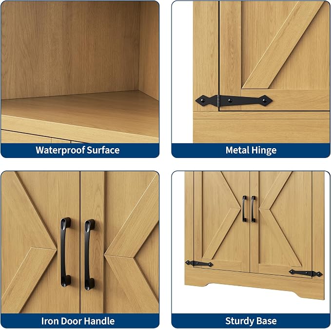 GarveeHome 67" Tall Corner Storage Cabinet, Farmhouse Corner Hutch Display - Image 5