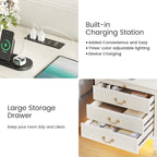 25.6'' Wide Bedside Table with 3 Drawers & Pull-out Tray, Smart Night Stand - Image 5