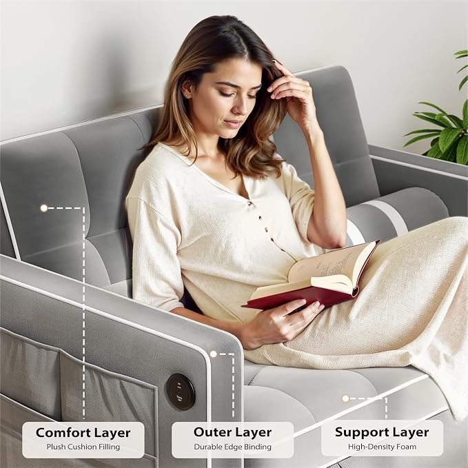 Pipishell 3 in 1 Convertible Sleeper Sofa Bed, Pull Out Couch - Image 5