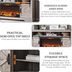 OKD Fireplace TV Stand for 80 Inch TV, Rustic Media Console w/Sliding Barn Door - Image 5