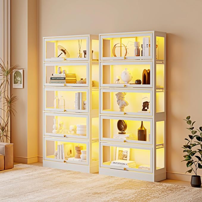 Display Cabinet with Acrylic Glass Doors, 5-Tiers Curio Cabinet with LED - Image 3