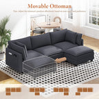 Vesgantti 109" L Shaped Cloud Sectional Couch, Comfy Corduroy Upholstered - Image 7