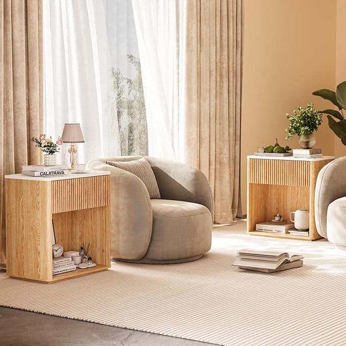 Modern Fluted Nightstand Set of 2 - Image 3