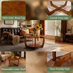 29.5" Round Coffee Table, 2-Tier Circle Coffee Table - Image 3