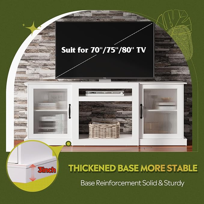 WLIVE Farmhouse TV Stand for 75 inch TV, Entertainment Center - Image 3