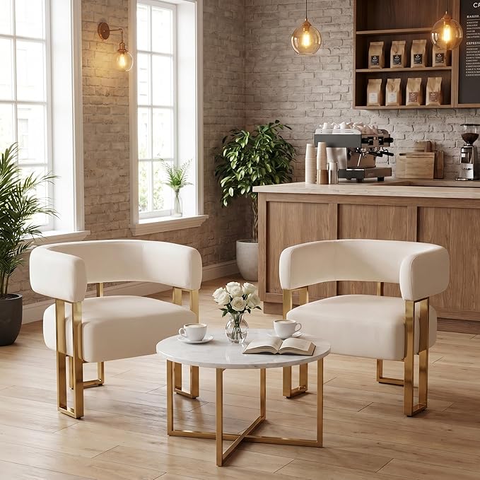 Modern Barrel Accent Chairs Set of 2, Living Room Side Chairs - Image 3