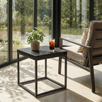 CENSI Modern Square End Table, Extra Thick 1.6" Wood Top & Metal Frame - Image 7
