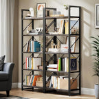 DWVO 5 Tier Bookshelf 2 Pack, Industrial Bookshelves Open Shelf Bookcase by DWVO