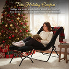 Tiita Folded Chair with Ottoman, Soft Faux Fur Oversized Folding Accent Chair - Image 3