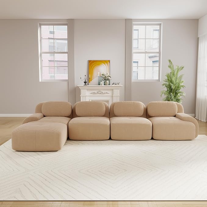 Boneless Sectional Couch, No Assembly Required, 152.7” L Shaped Modular Cloud - Image 2