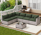 LOUVIXA 7 Piece Outdoor Patio Furniture Set, Outdoor Sectional Sofa, Wicker - Image 3