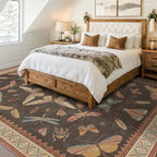 Brown 9x12 Living Room Area Rug, Washable Whimsical Insect Carpet - Image 3