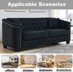 2 Piece Modern Chesterfield Velvet 77" 3-Seater Sofa Set, Upholstered Tufted - Image 3