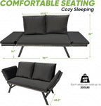 Greesum Outdoor Sofa, Woven Rattan Patio Furniture, Convertible Daybed or - Image 3