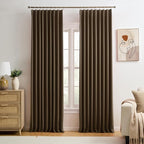 Brown Pinch Pleated 60 Inch Wide Curtains 60 x 90, Thermal Insulated Noise by KEQIAOSUOCAI