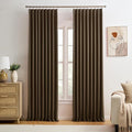 Brown Blackout Pinch Pleated 60 Inch Wide Curtains 60 x 95, Noise Cancelling by KEQIAOSUOCAI