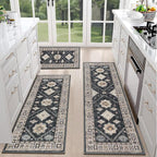 HEBE Boho Kitchen Rugs Set of 3, Non Slip Washable Kitchen Mats - Image 6