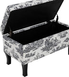 Linon Stephanie Black and White Toile Fully Upholstered Bench - Image 18
