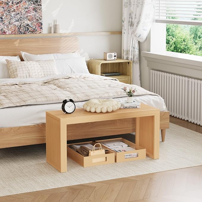 Bamboo Dining Bench, 35 inch Farmhouse Decor Indoor Kitchen Table Bench - Image 6